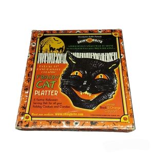 Shiny Brite Christopher Radko Fraidy Cat Deluxe 11" Hand Painted Ceramic Platter